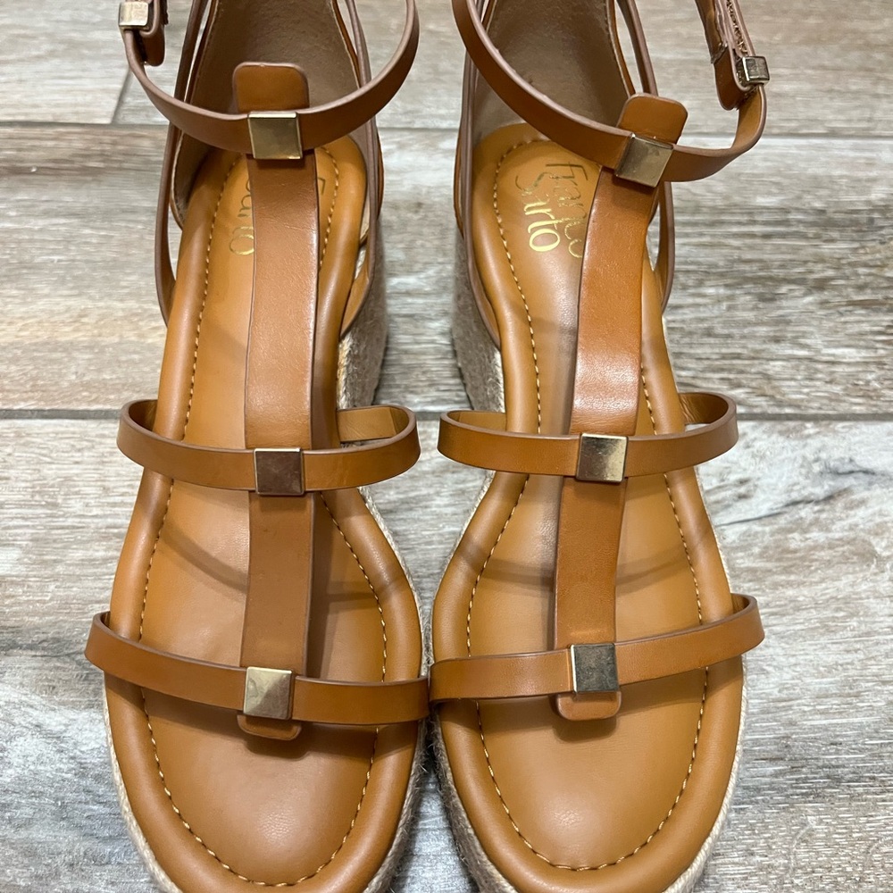 Franco Sarto Tan Strappy Wedge Sandals